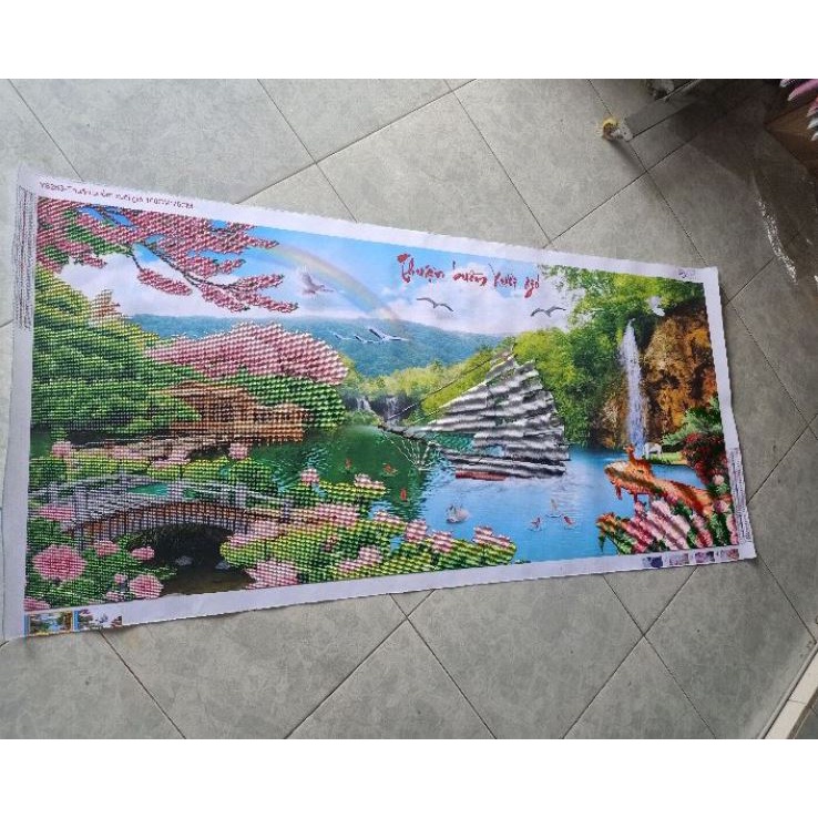 Tranh đính đá cao cấp ABC ( giá sỉ) thuận buồm xuôi gió Y8262(130 x 65cm). Y8263 (160×75cm), thêu LV3536 (75x47cm)