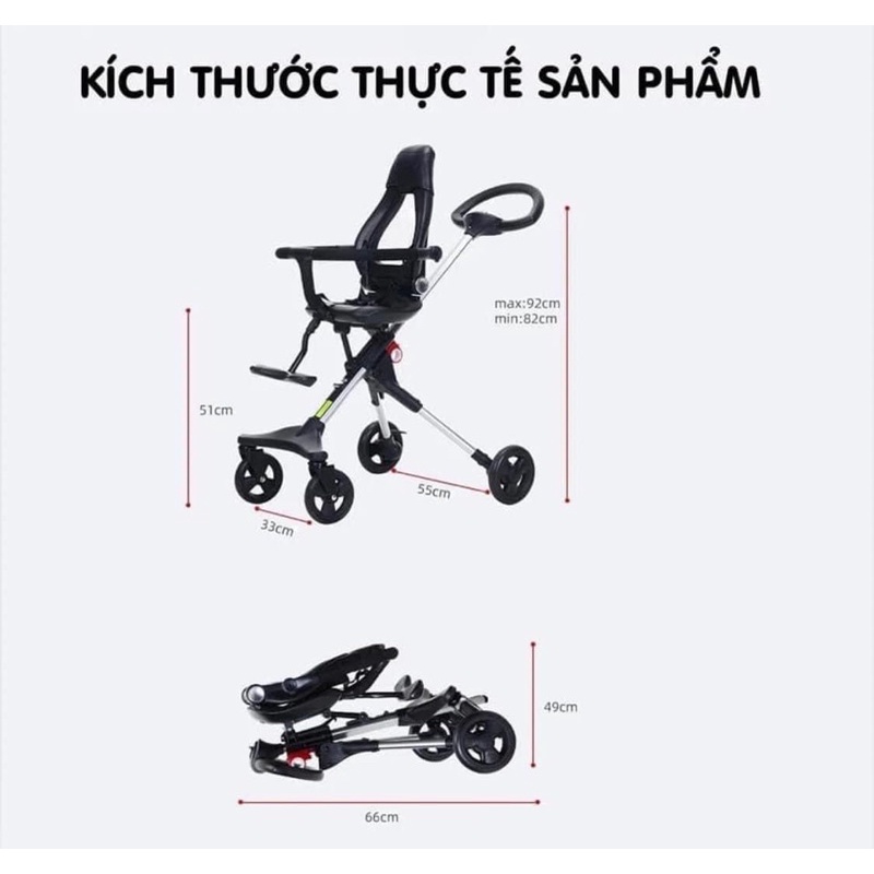 Xe đẩy Tomorow sky đảo chiều gấp gọn, hàng chính hãng