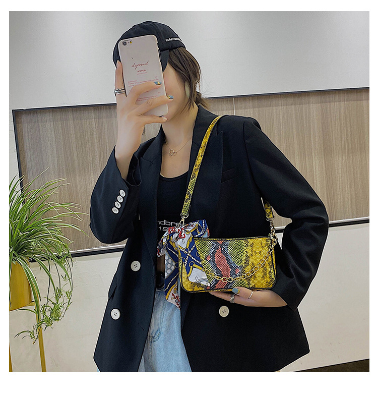 Túi Xách JASMIN NOIR Đeo Vai Họa Tiết Giả Da Rắn Thời Trang Sành Điệu Cho Nữ
