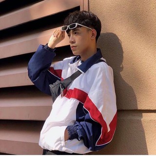 ÁO KHOÁC DÙ LINE ĐỎ- CỔ BẺ UNISEX