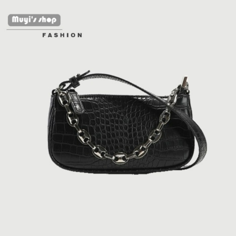 Túi Đeo Vai Phối Dây Xích Màu Đen Thời Trang