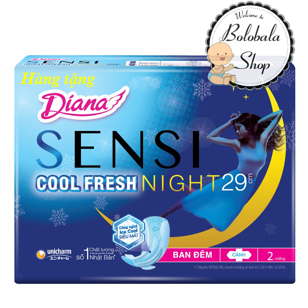 Set 4 miếng Băng vệ sinh Diana Cool Fresh Ban đêm 29cm