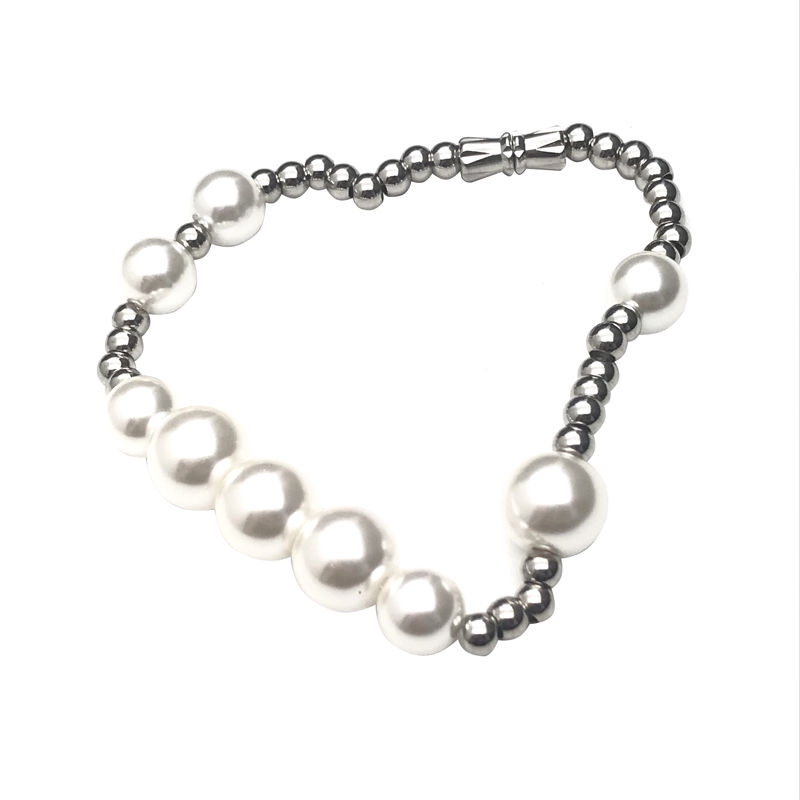 Vòng tay đính hạt ngọc trai phong cách hip hop đơn giản cá tính dành cho nam và nữ 22420