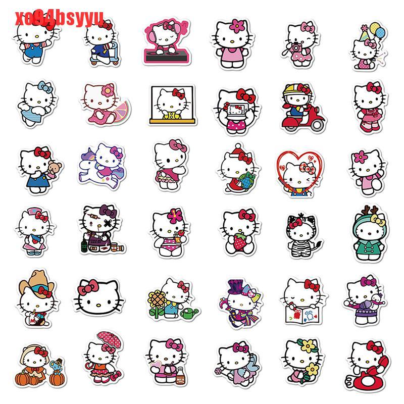Set 100 Sticker Hello Kitty Dán Laptop Ván Trượt Bằng PVC xo94bsyyu