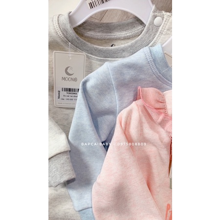Bộ quần áo nỉ Moon cổ 3p, Moon cài vai cho bé trai, bé gái.