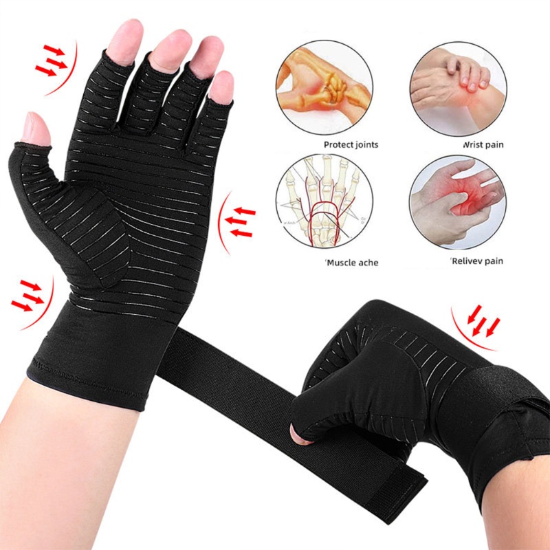 Găng Tay Hở Ngón Bằng Đồng Hỗ Trợ Giảm Đau Tiện Lợi