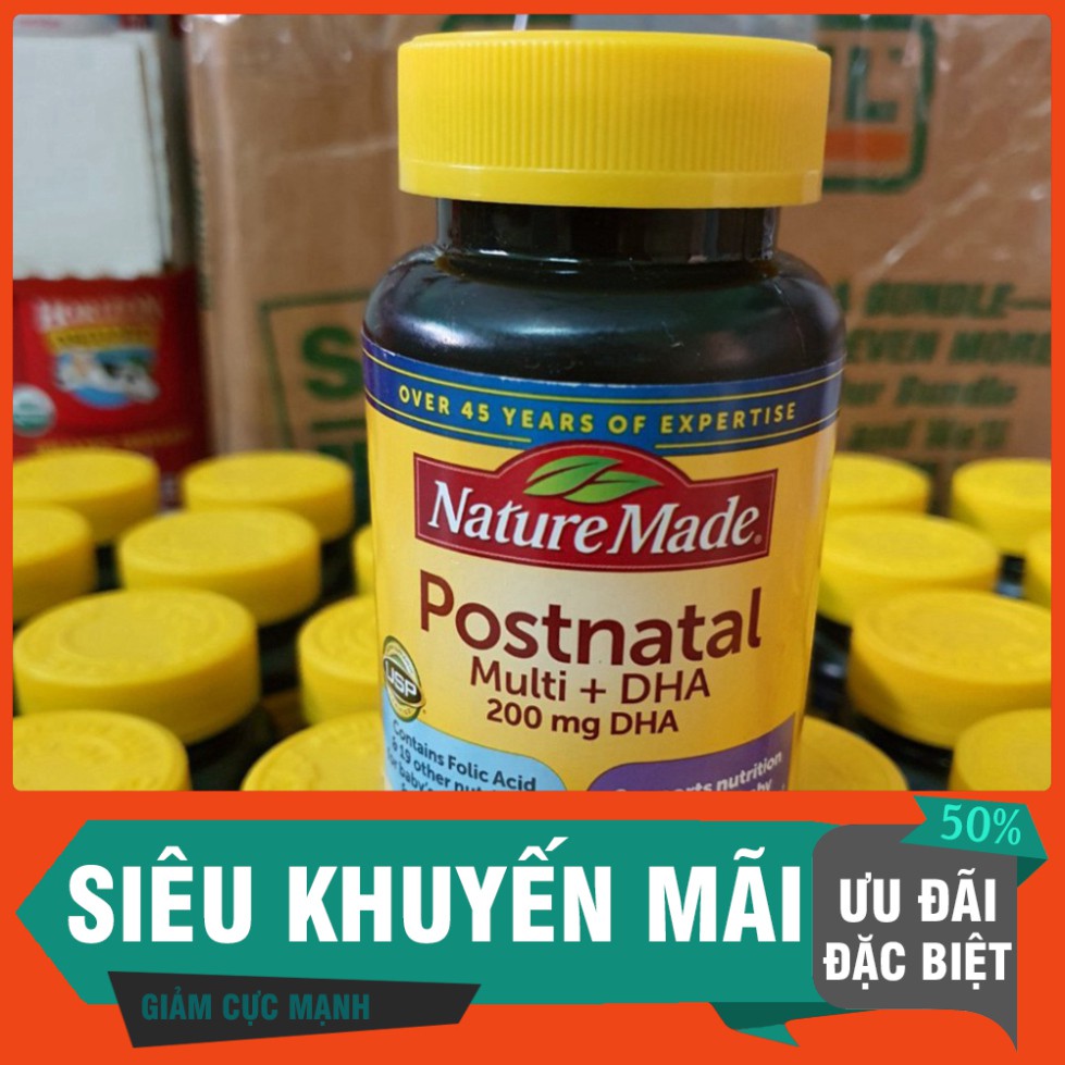 GIẢM GIÁ 30% Vitamin sau sinh Postnatal Multi +DHA Nature made - Postnatal 200mg DHA GIẢM GIÁ 30%