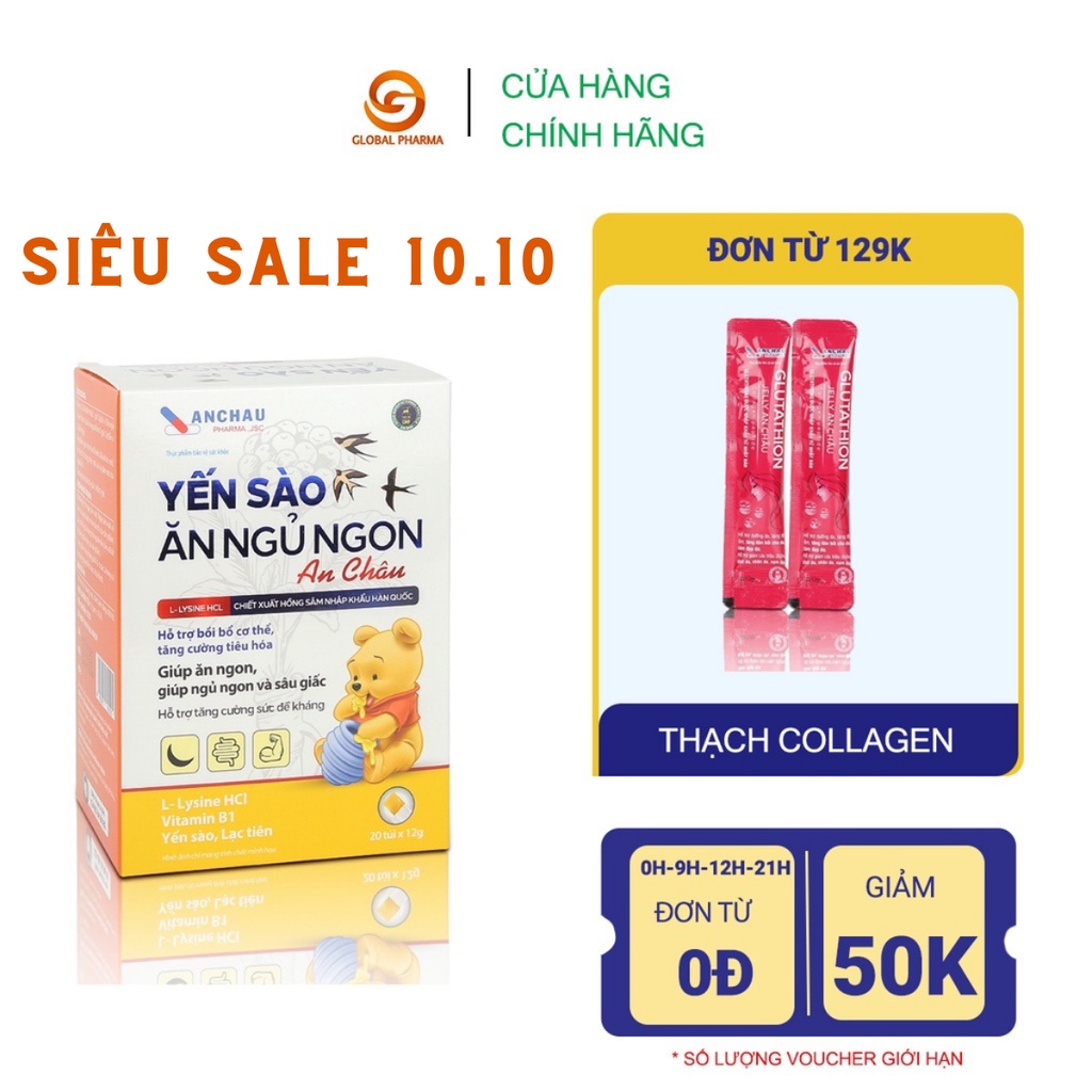 Thạch yến sào ăn ngủ ngon An Châu giúp bé ăn ngon ngủ ngoan hộp 20 gói - GlobalPharma