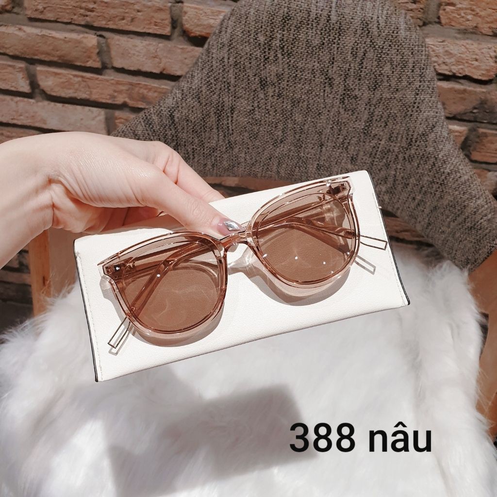 Kính mát nam nữ Trang nâu chống UV400, thiết kế mắt mèo dễ đeo, màu sắc thời trang 388 | BigBuy360 - bigbuy360.vn