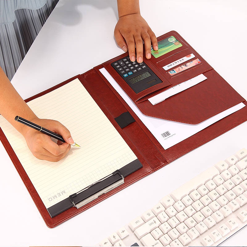 Ღツ Ngăn Chặn Tệp Tài Liệu A4 Bìa Da Kẹp Hồ Sơ Văn Phòng Làm Sạch Dữ Liệu Đa Năng Cho Văn Phòng