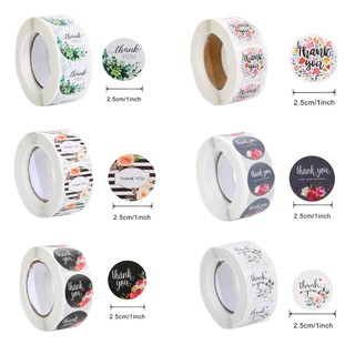 Cuộn 500 Miếng Dán Hình Tròn 1inch (2.5cm) In Chữ Thank You Trang Trí Sinh Nhật, Giáng Sinh, Tiệc Tùng