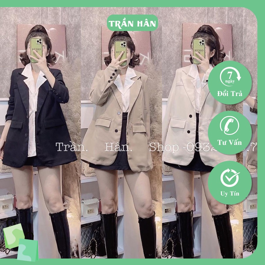 Áo khoác blazer nữ cổ vest tay cúc dài tây thời trang cao cấp 2005874