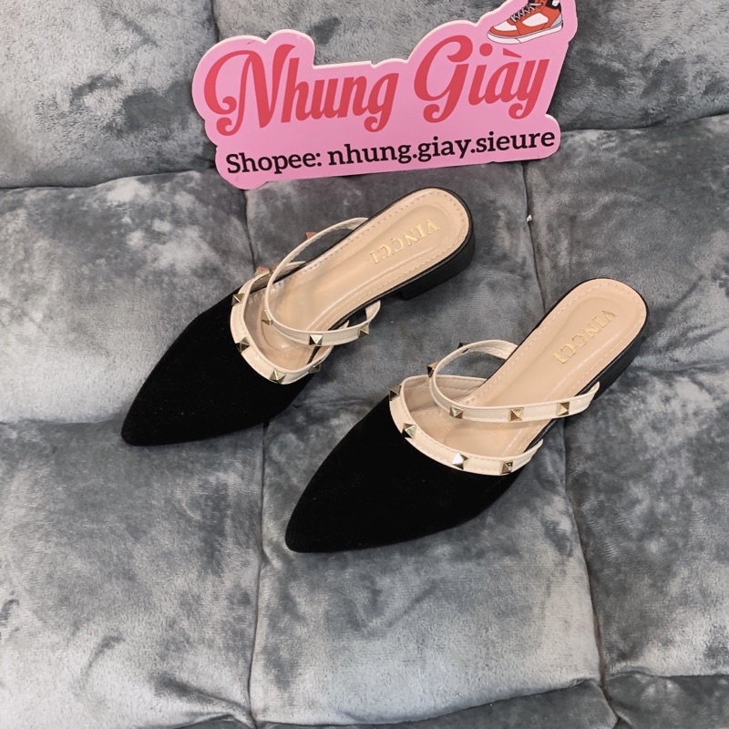 Sục nữ chất da siêu mềm mõm nhọn đế bệt giá rẻ,giày sục tiểu thư sang chảnh mã 666