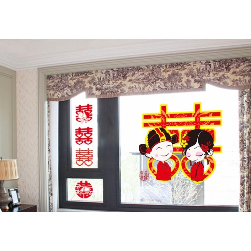 Decal trang trí Tết - Ngày vui đôi bạn đón Xuân