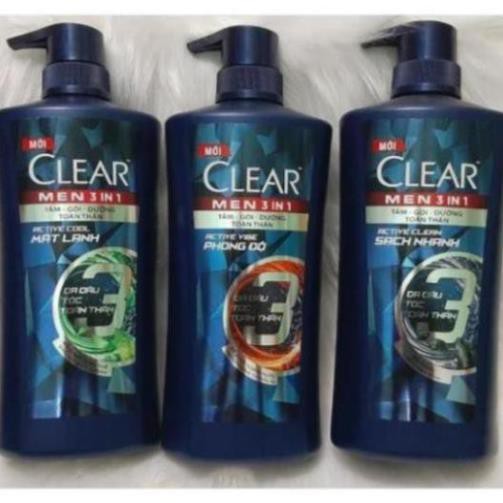 Dầu tắm gội Clear Men 3 in 1 630ml