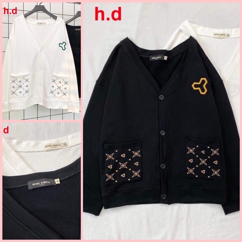 Áo cadigan Khoác nữ Losiechất chân cua có cúc dọc áomàu đen trắng phong cách hàn quốc thời trang dạo phố