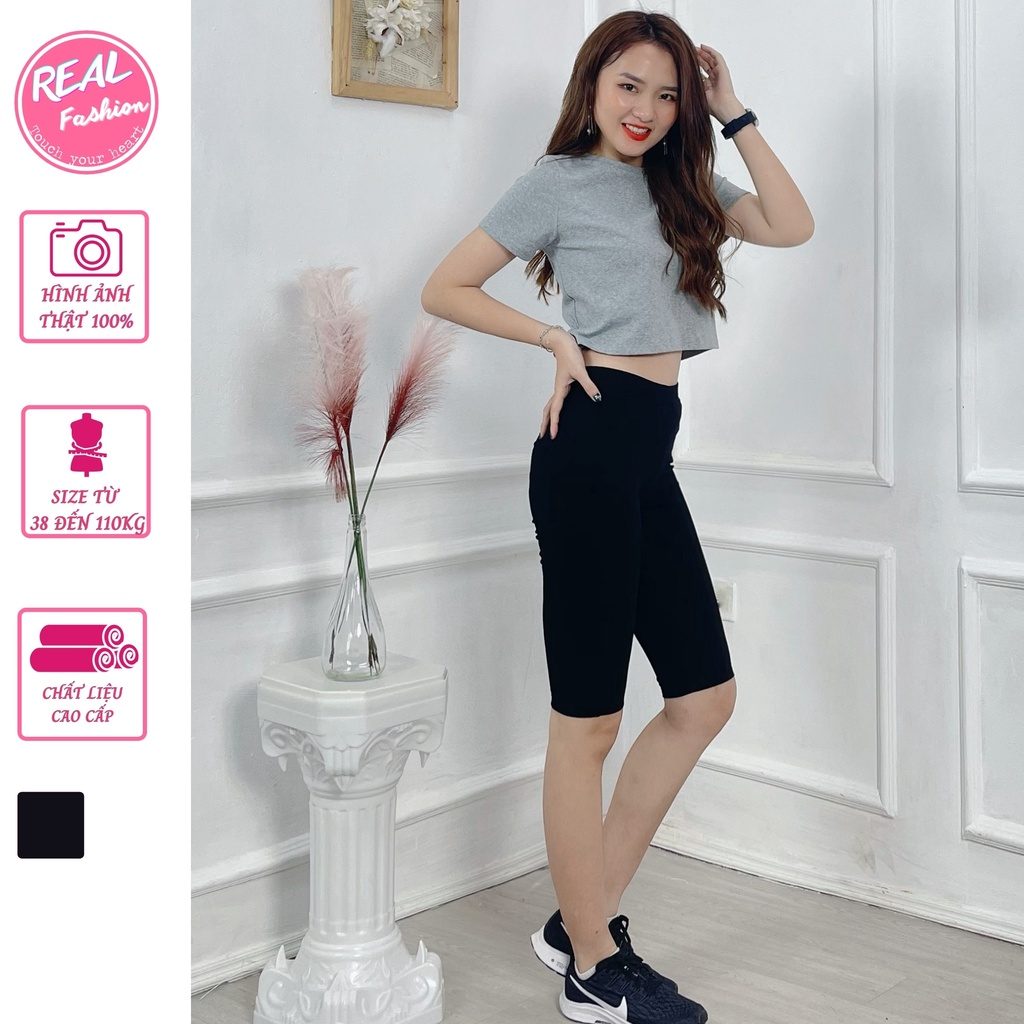 Quần Legging lửng,quần legging ngố nữ ,cạp cao co giãn 4 chiều ngoại cỡ đến 110kg Real Fashion