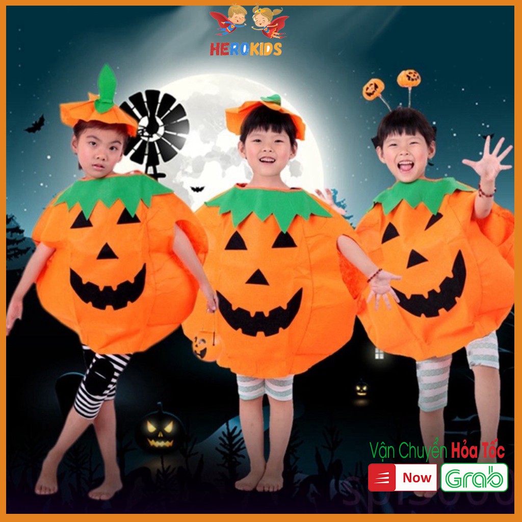 Áo bí ngô Kèm Nón Hóa Trang Halloween Cho Bé