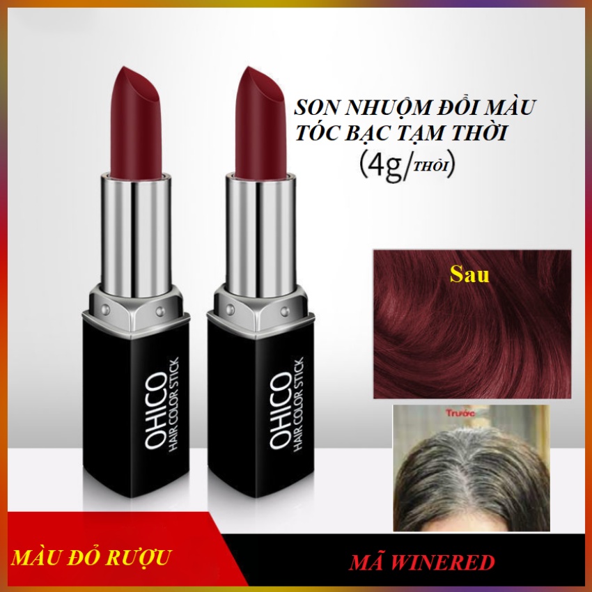 Son Nhuộm Tóc Phủ Bạc Tạm Thời Màu Đỏ Rượu Vang (Wine Red) 4g/Thỏi OHICO