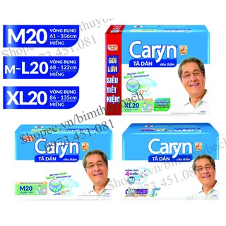 Tã Bỉm dán người lớn Caryn Siêu Thấm size M20,ML20,XL20 miếng