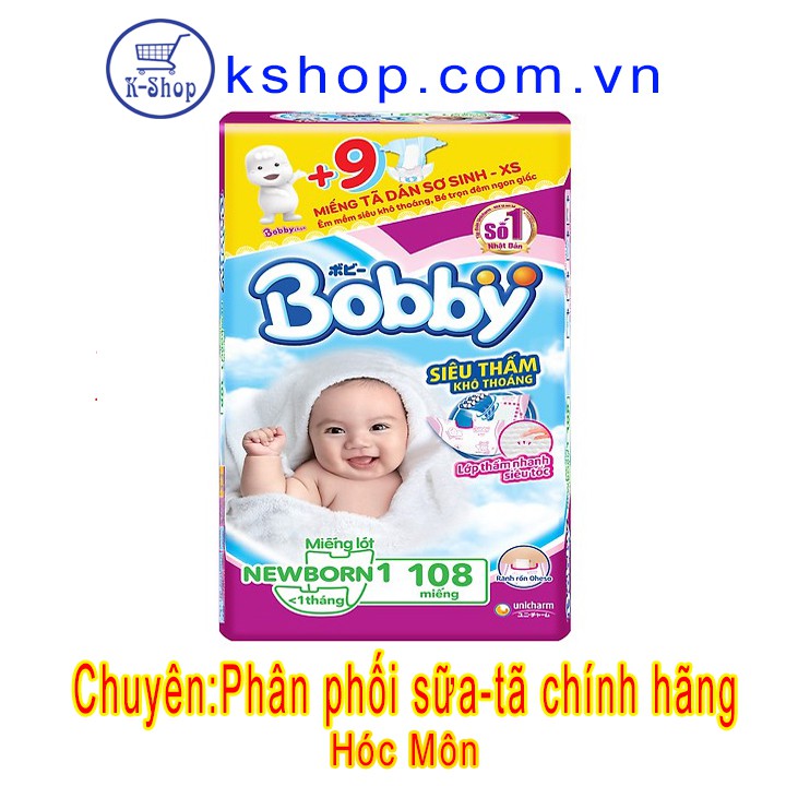 Miếng lót Bobby NewBorn 1 - 108 miếng