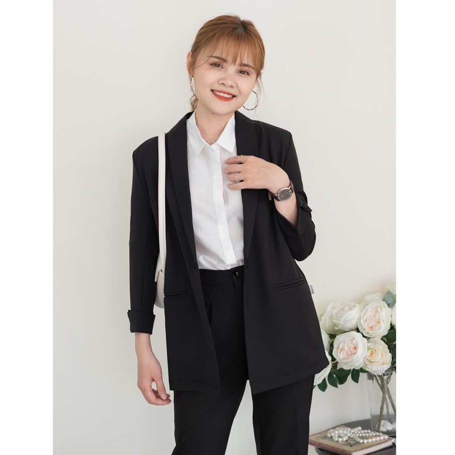 Áo blazer, áo khoác màu đen thiết kế Bazzi đứng form mềm mịn chống nhăn cao cấp - ẢNH THẬT