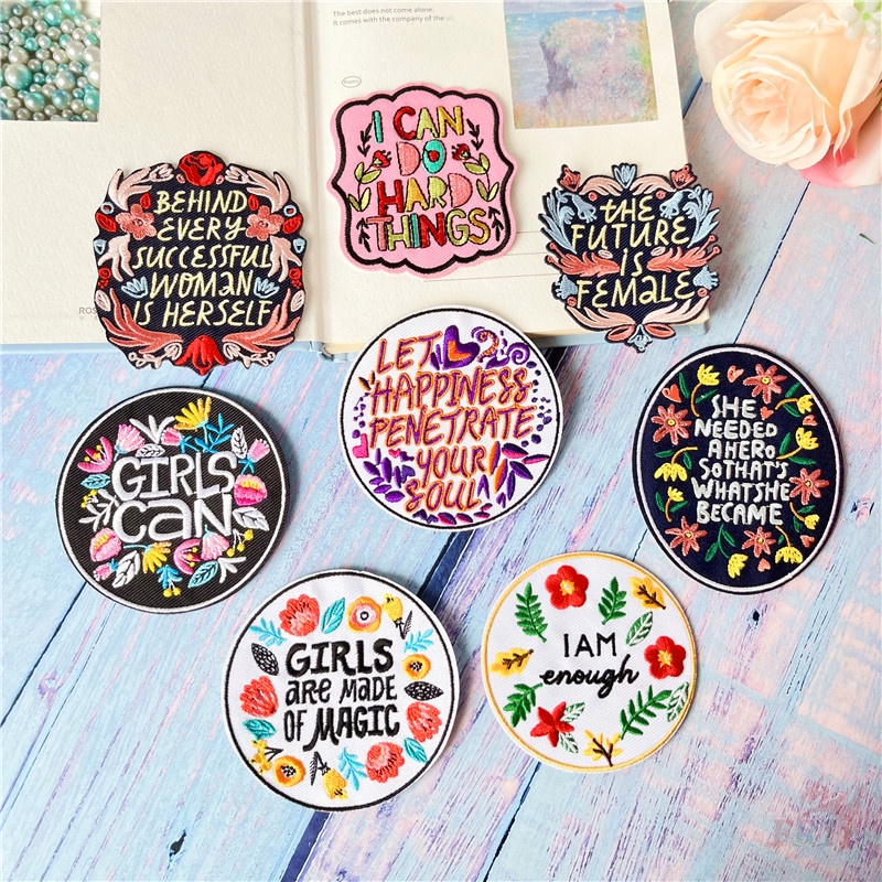 ☸ Miếng Dán Ủi Lên Quần Áo Hình Chữ Tiếng Anh ☸ 1 Sticker Ủi Thêu Hình Huy Hiệu
