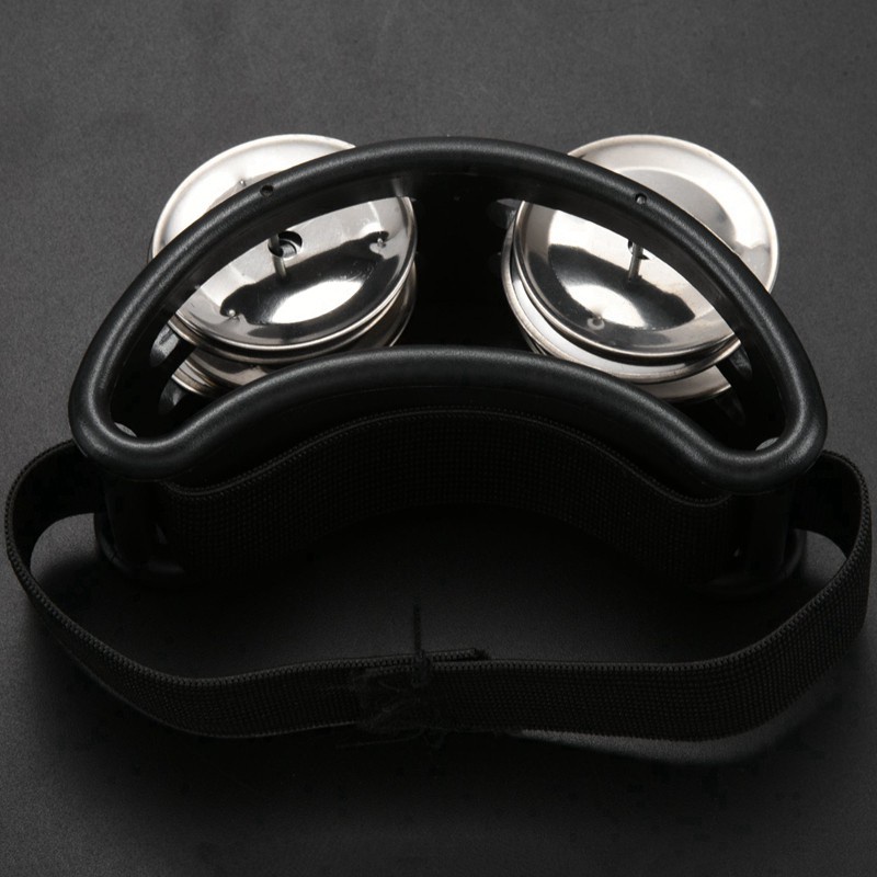 Percussion Foot Tambourine with Metal Jingles, Black