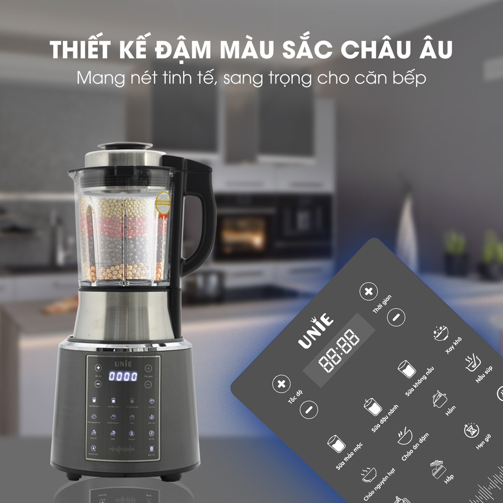 [Mã ELTECHZONE giảm 5% đơn 500K] Máy làm sữa hạt đa năng Unie V6S, 1800W, dung tích 1,75L, công nghệ mới có giọng nói