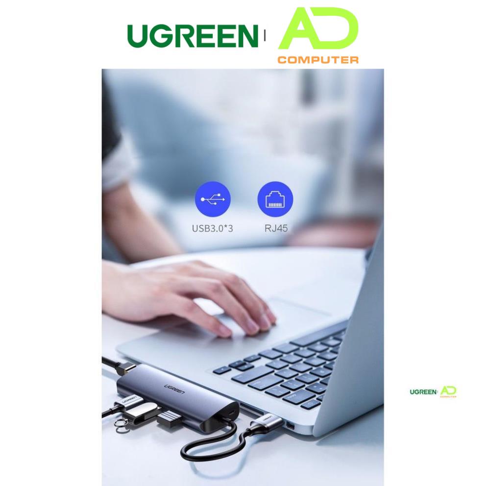 Bộ chia USB 3.0 ra 3 cổng USB 3.0 + Lan Gigabit 1000Mbps Ugreen 60719