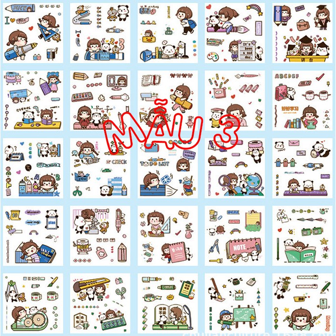 Set 25 tờ sticker siu cute dán trang trí, không trùng hình