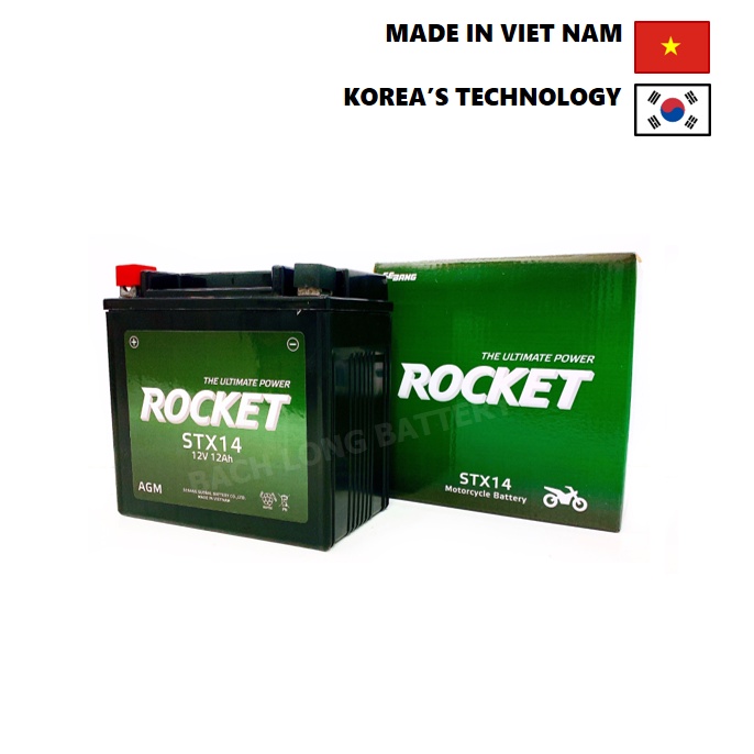 Bình Ắc Quy Xe Máy Rocket STX14 (12V - 12Ah)