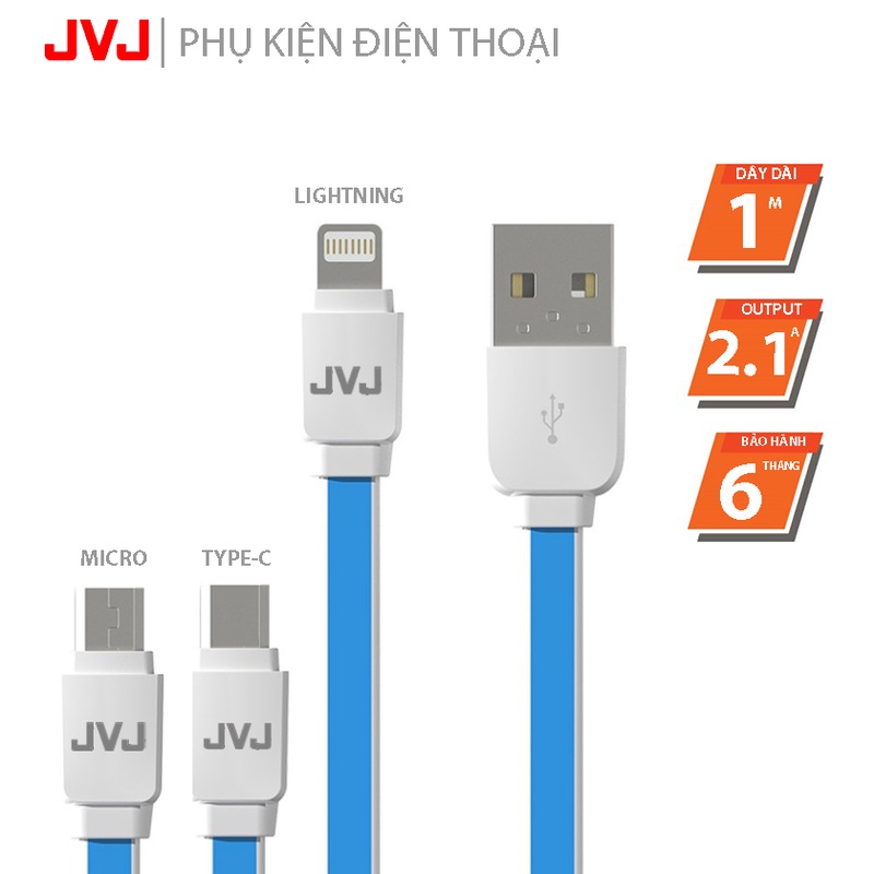 Cáp sạc nhanh JVJ SA-21 Lightning/Micro USB/Type-C cho các dòng máy iPhone, Android