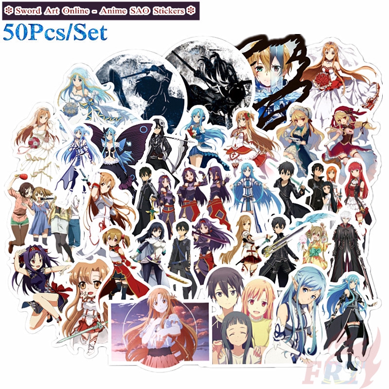 ❉ Sword Art Online - Series 01 Anime SAO Stickers ❉ 50Pcs/Set Kirigaya Kazuto Kirito Yuuki Asuna Asada Shino Mixed DIY Fashion Luggage Laptop Skateboard Doodle Decals Stickers