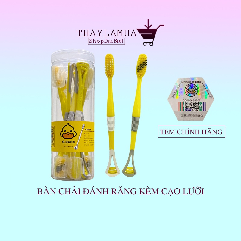 Bàn chải đánh răng 2 đầu vệ sinh răng miệng đa năng -  Bàn chải đánh răng kiêm cạo lưỡi 2 trong 1 G-Duck