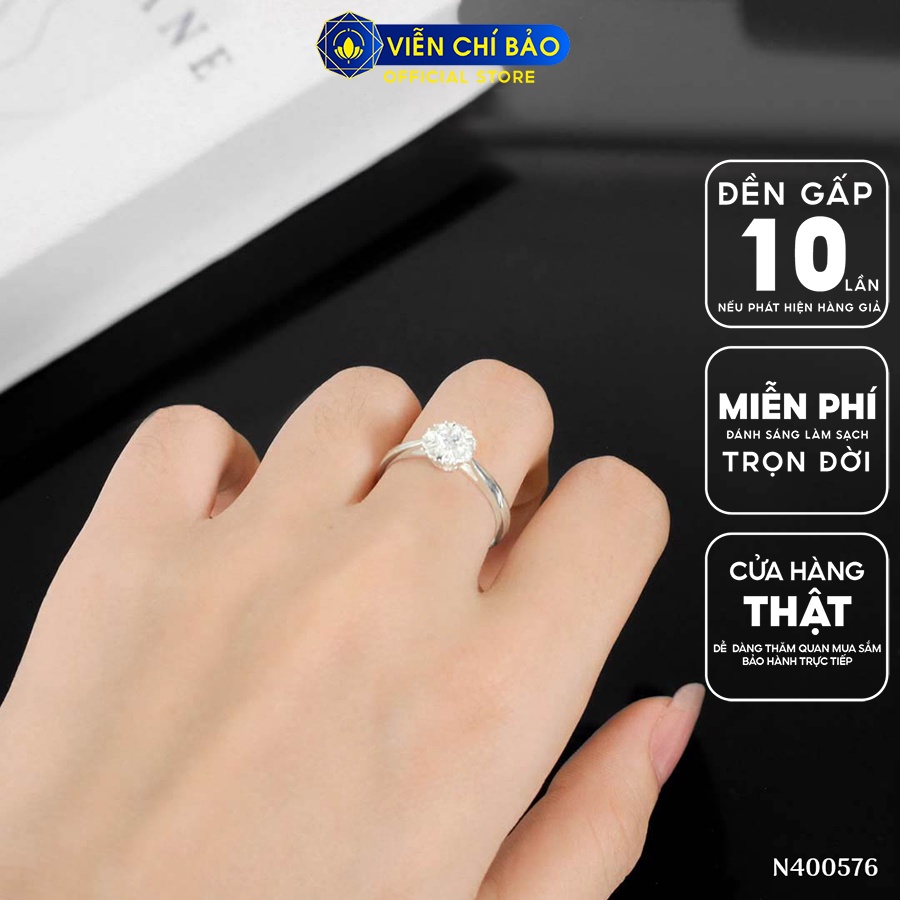 Nhẫn bạc nữ Flower đính đá chất liệu bạc 925 thời trang phụ kiện trang sức Viễn Chí Bảo N400576