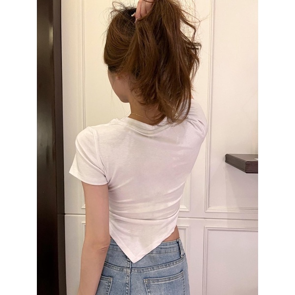 Áo thun croptop vạt chéo Sunshine