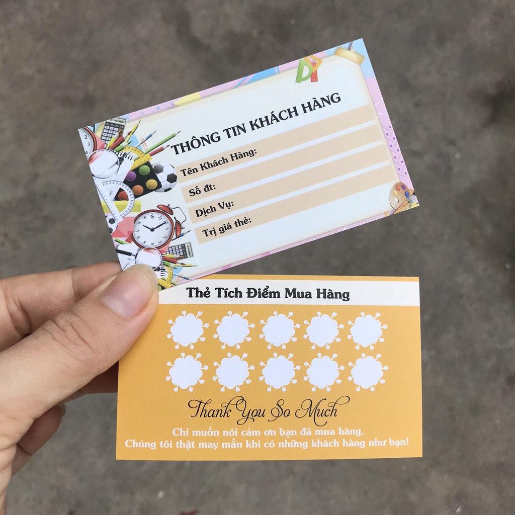 Thẻ tích điểm, Phiếu tích điểm size 9x5.4cm 100 cái