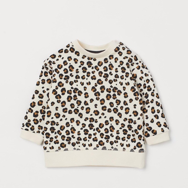 Áo nỉ H&amp;M trắng hoạ tiết chân gấu siêu xinh