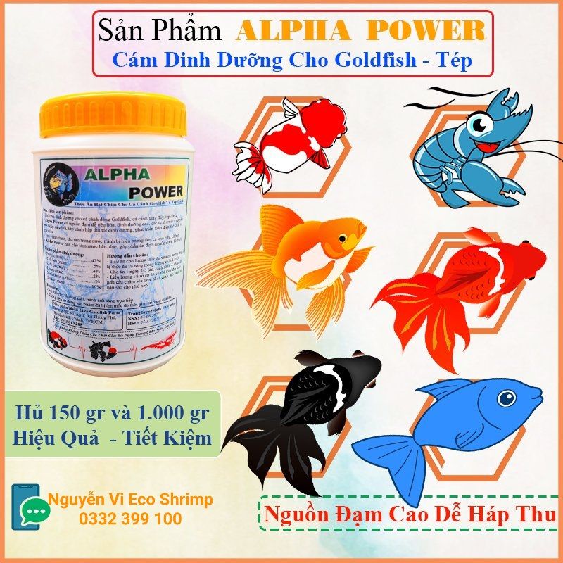 combo 2kg Cám Dinh Dưỡng cho Cá Cảnh goldfish, Tép Cảnh dễ tiêu, hạn chế nước bẩn đục# ALPHA POWER hũ 1kg