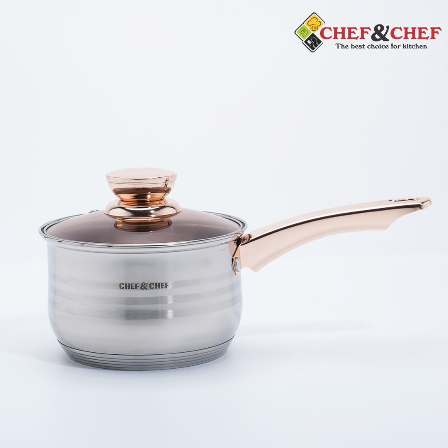 BỘ NỒI 6 MÓN VUNG KÍNH CHEF&amp;CHEF ĐÁY TỪ 5 LỚP  SẢN XUẤT THEO DÂY CHUYỀN CÔNG NGHỆ ĐỨC