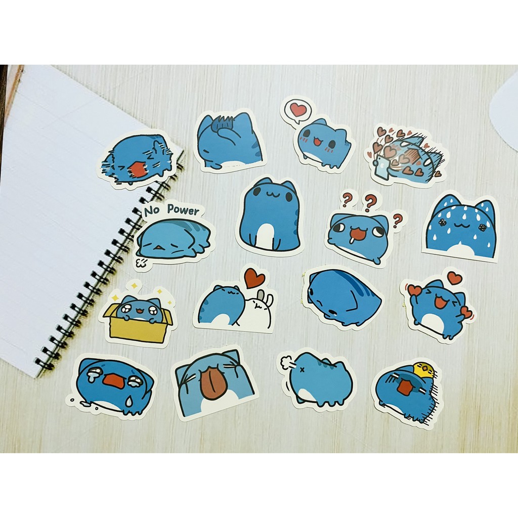 Sticker mèo Capoo dán trang trí laptop, máy tính bỏ túi, vali, điện thoại, đàn ghita, hộp bút