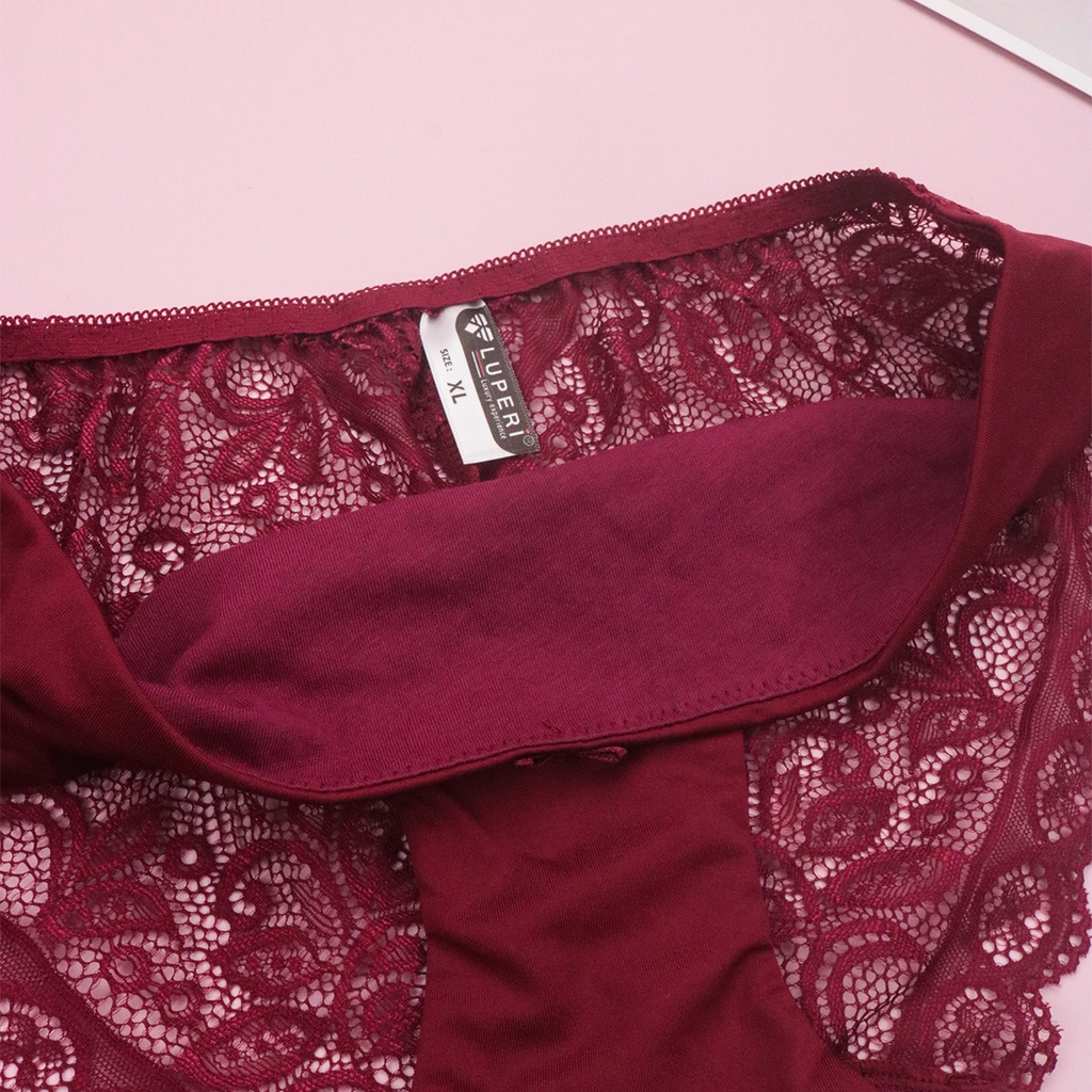 Quần Lót Nữ Thun Lạnh Phối Ren Cạp Vừa Luperi Dáng Bikini Mềm Mịn Co Giãn Không Lằn Mông Kháng Khuẩn Khử Mùi Tốt Sp76