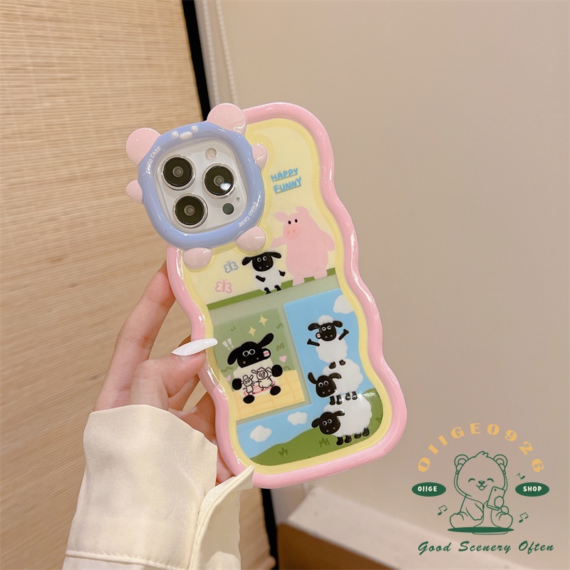 Ốp Điện Thoại tpu Silicon Viền Gợn Sóng / Cừu / Quái Vật Bảo Vệ lens Cho Iphone 13 12 / 11 Pro Max / Xs Max Xr