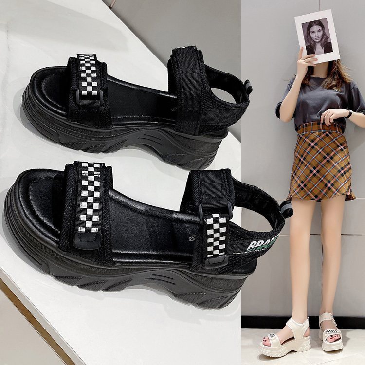 (S115) Sandal nữ đế bánh mì 5 phân quai caro dán (Mã Nga.335)