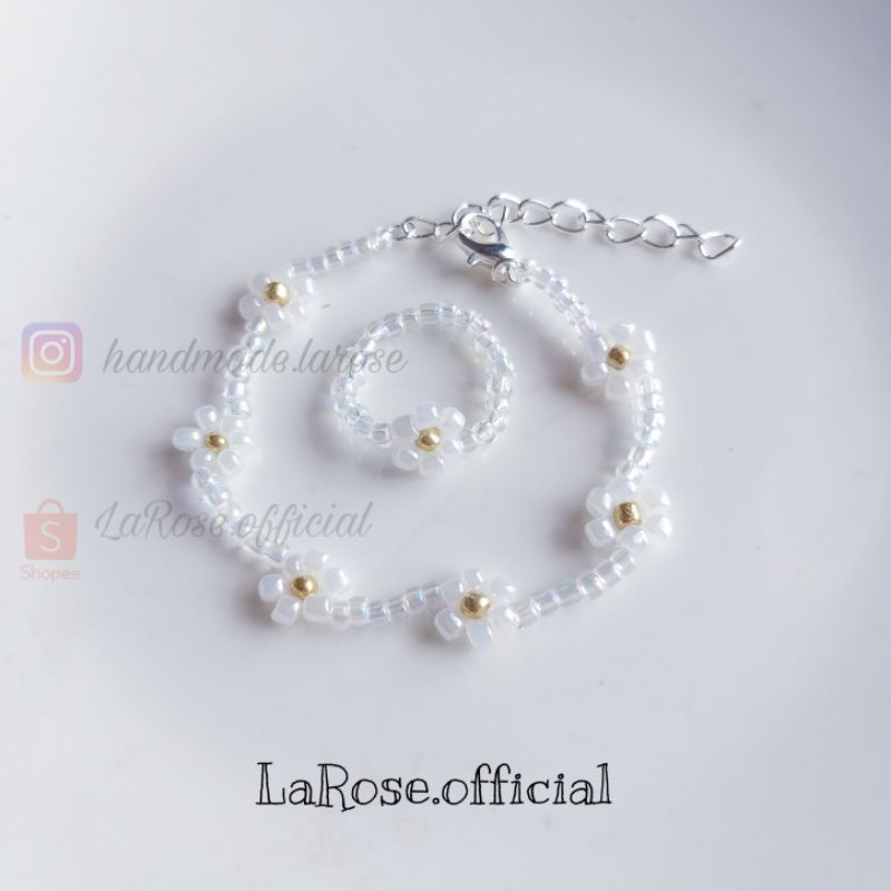 Set vòng tay + nhẫn hạt cườm xinh xắn LaRose.official