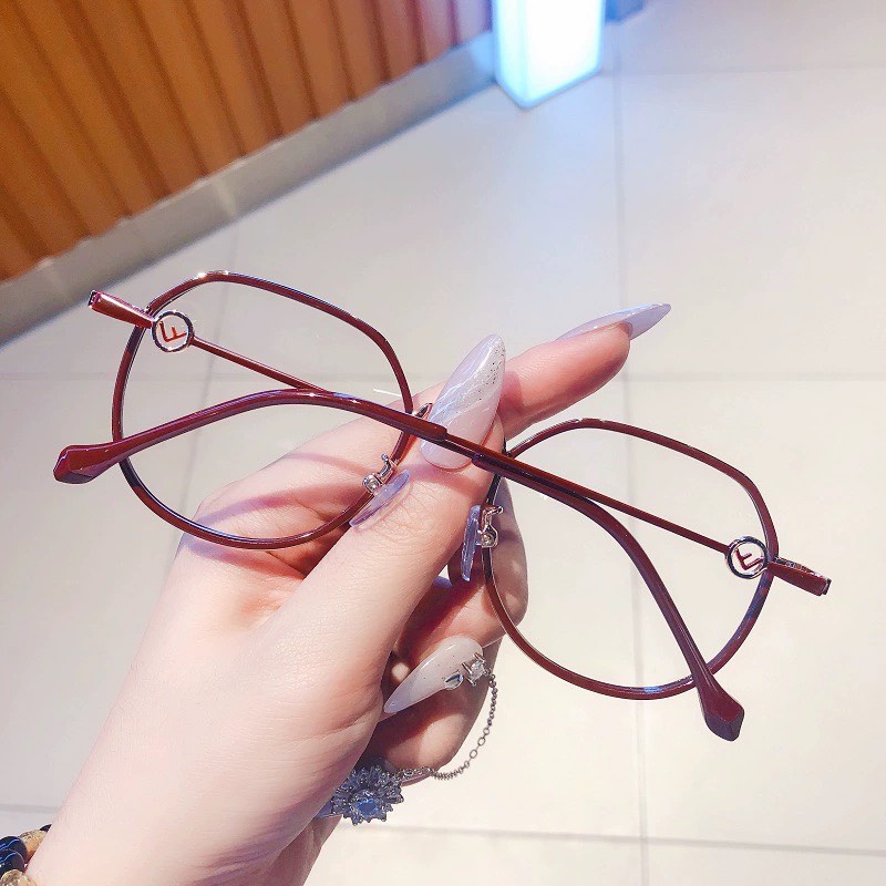 Mắt Kính Gọng Cận Form Tròn Viền Kim Loại Cao Cấp Lyly 607 Phong Cách Ulzzang - Hazo