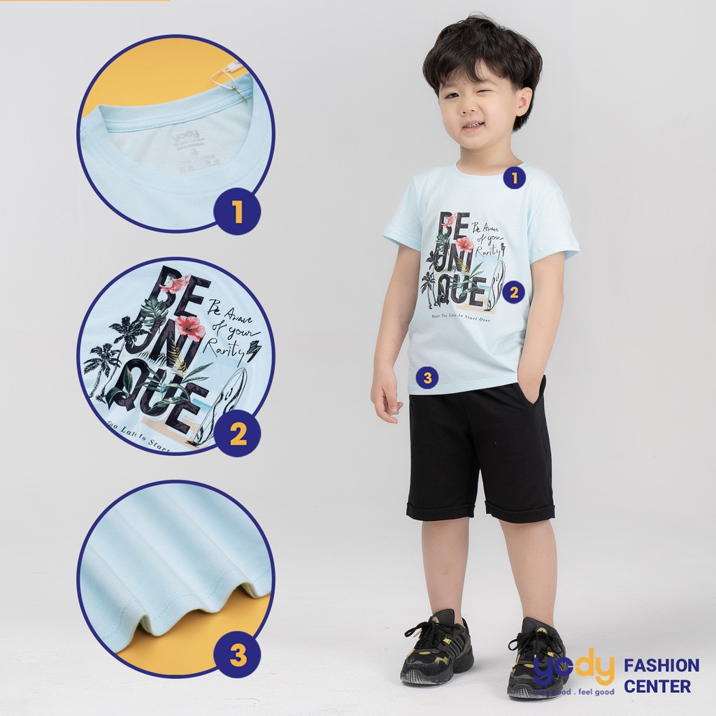 Áo phông trẻ em YODY cotton in chữ đi biển thoải mái mát mẻ KID4002