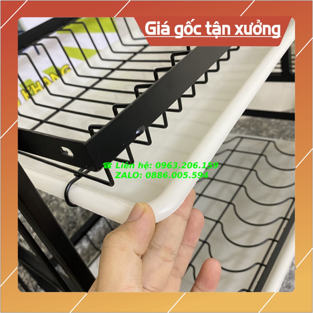 [HOT] Kệ Bát Đĩa 2 Tầng Bằng Thép Sơn Tĩnh Điện Màu Đen