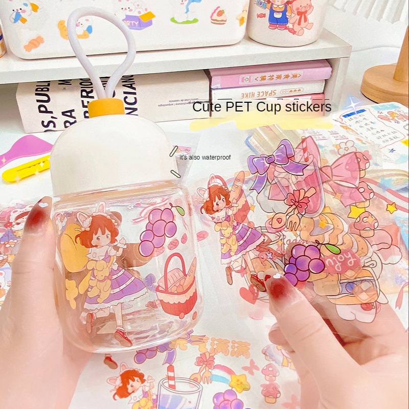 Bộ 20 Miếng Dán PET Họa Tiết Hoạt Hình Dễ Thương Độc Đáo Trang Trí Cốc Nước / Làm Đồ Thủ Công DIY
